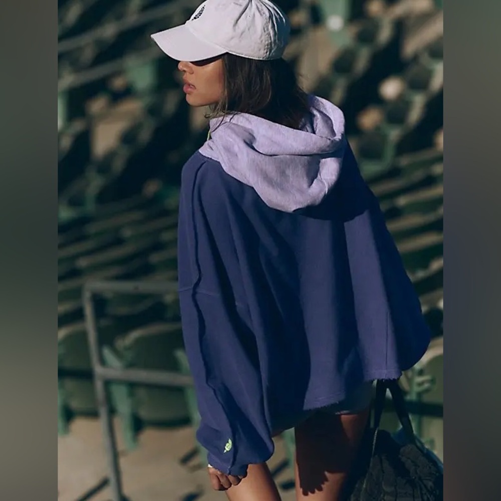 NWT Free People x FP Movement End Game Hoodie in Blue Combo - Picture 6 of 13